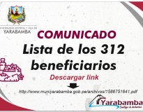 312 CANASTAS PARA POBLACIÓN VULNERABLE DE YARABAMBA